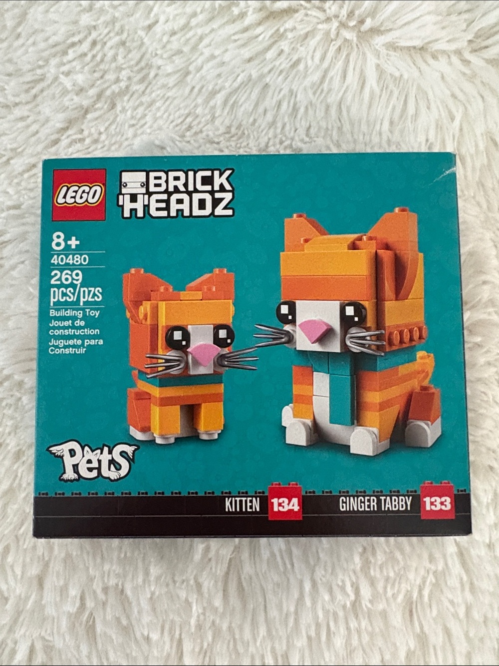 Lego BrickHeadz Pets Ginger Tabby Kitten Orange and White Cat NWT
